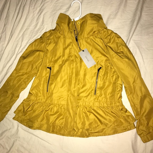 mustard hooded jacket